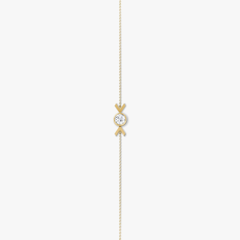 Arrow 14K Gold Bracelet w. Round Cut Lab-Grown Diamond