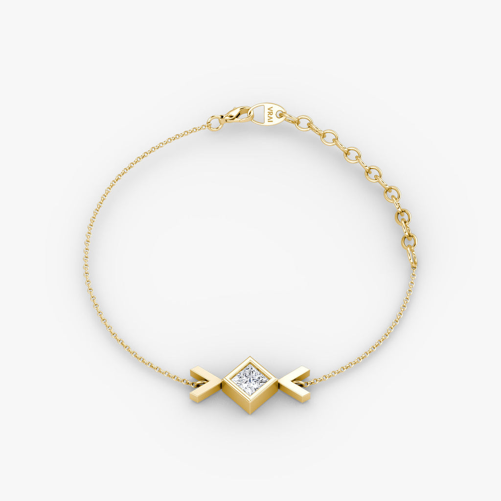Arrow 14K Gold Bracelet w. Princess Cut Lab-Grown Diamond