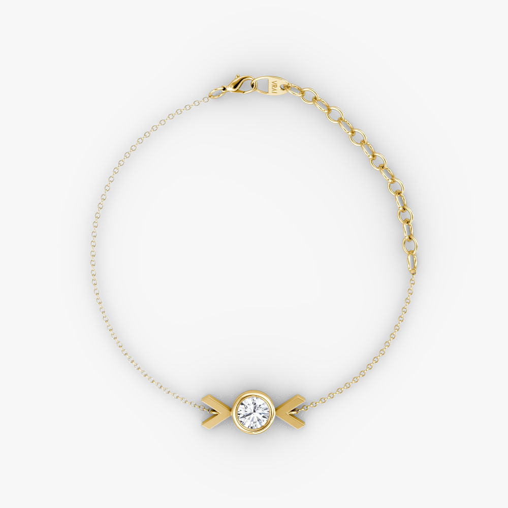 Arrow 14K Gold Bracelet w. Round Cut Lab-Grown Diamond