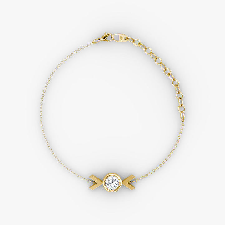 Arrow 14K Gold Bracelet w. Round Cut Lab-Grown Diamond