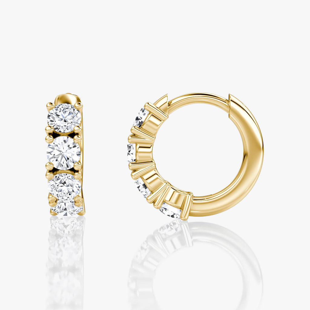 Half Eternity 14K Gold Hoops w. Lab-Grown Diamond
