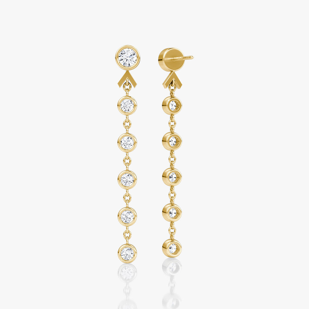 Arrow Drop Gold Earrings w. Lab-Grown Diamond
