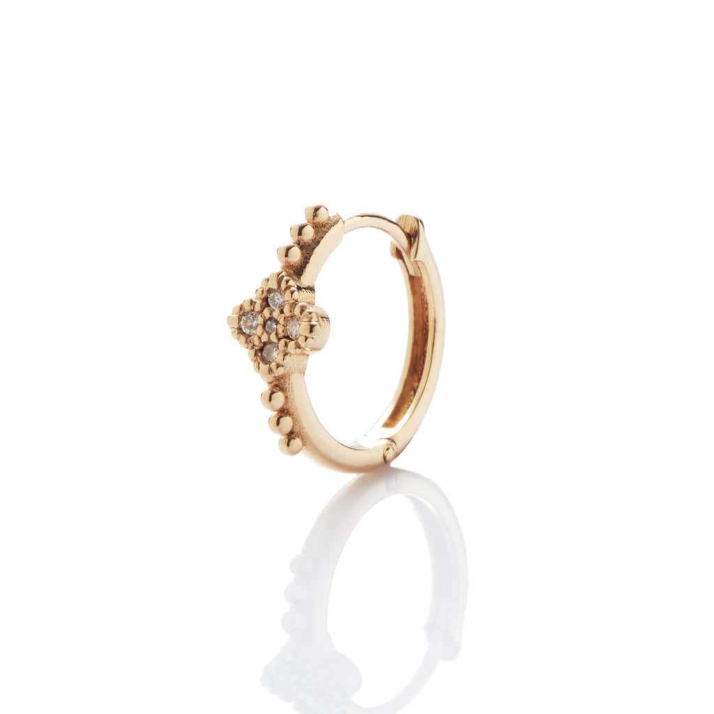 Nina Flower Mini 18K Gold Hoop w. Diamonds