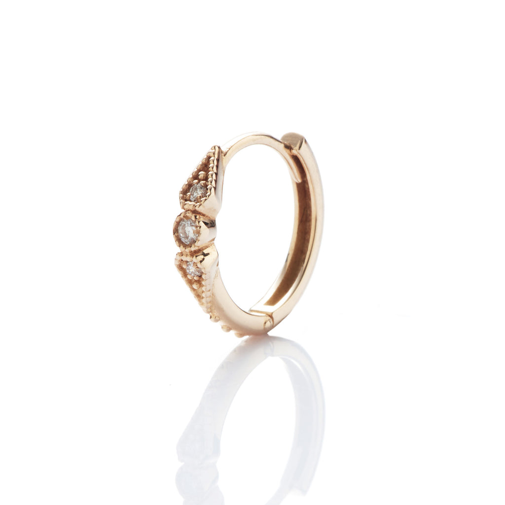 Stella Mini 3 18k Gold Hoop m. Diamanter