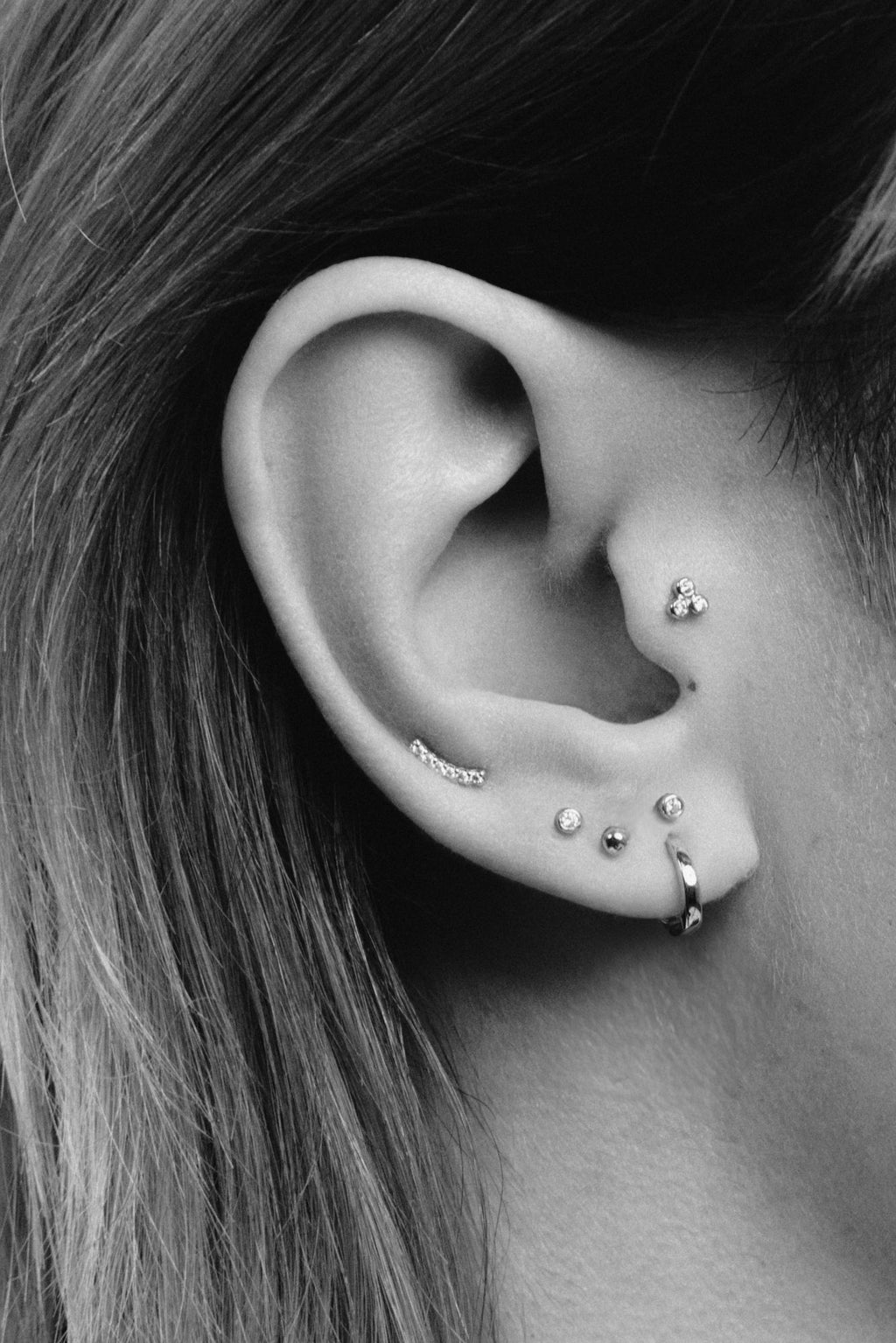 Triad 12 14K White Gold Stud w. Lab-Grown Diamonds