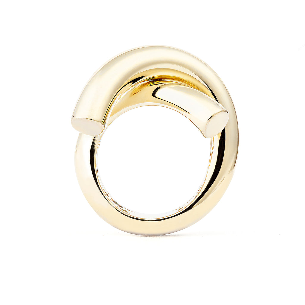 Cross Loop Big Plain 18K Gold Ring