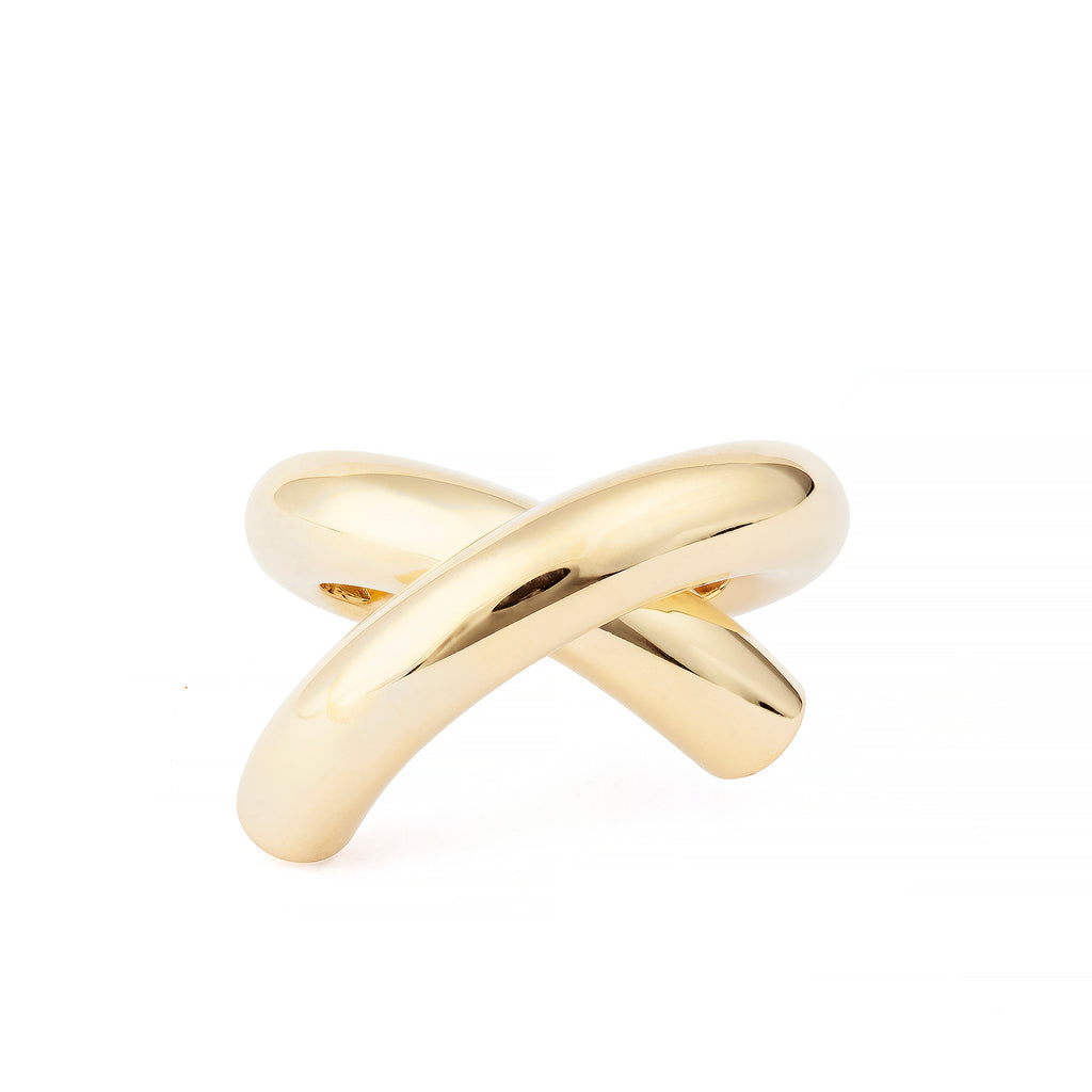 Cross Loop Big Plain 18K Gold Ring