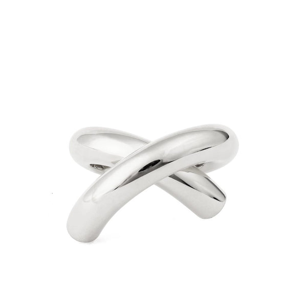 Cross Loop Plain Stor 18K Rosaguld Ring