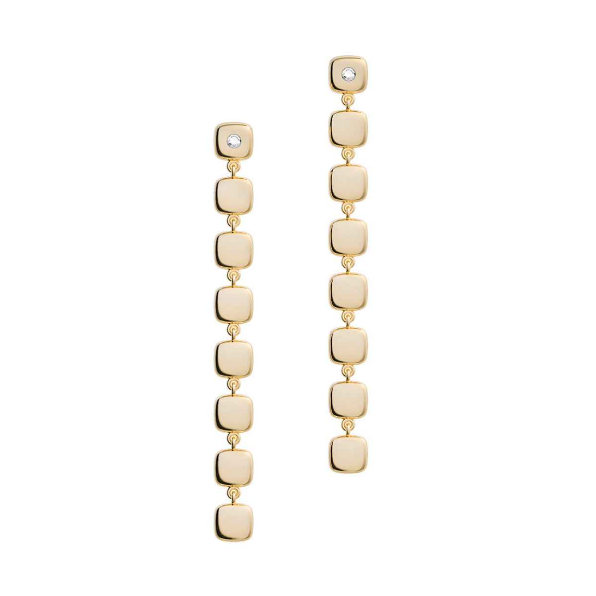 Cube N°10 18K Gold Earrings w. Diamond
