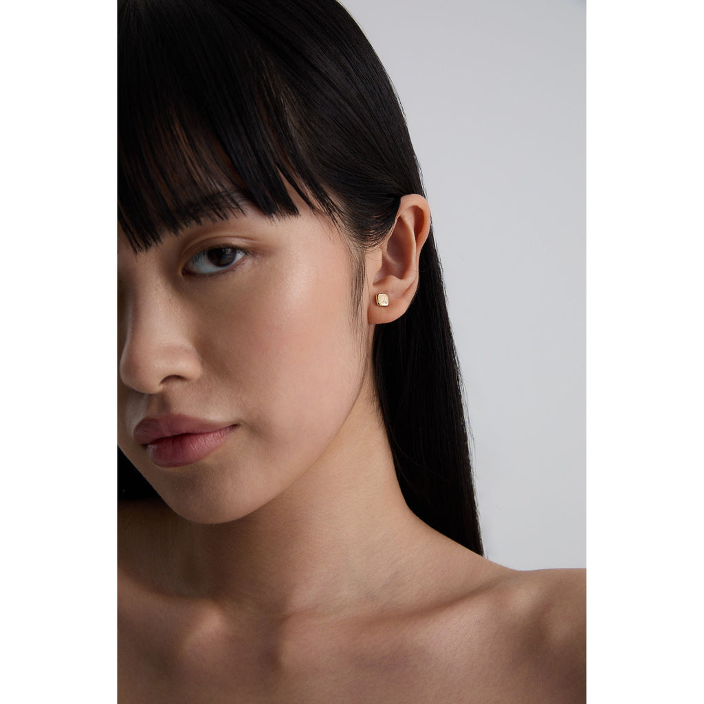 Cube N°2 18K Gold Earrings w. Diamond