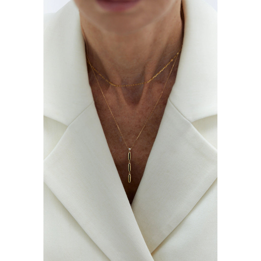 Cube N°2 18K Gold Necklace w. Diamond