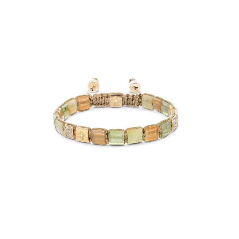 6mm Lock 18K Gold Bracelet w. Diamonds, Sapphire & Moonstone