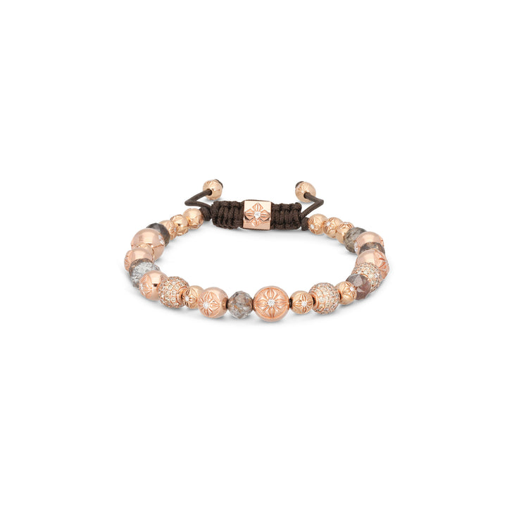 Multisize Non-Braided 18K Rosegold Bracelet w. Diamonds