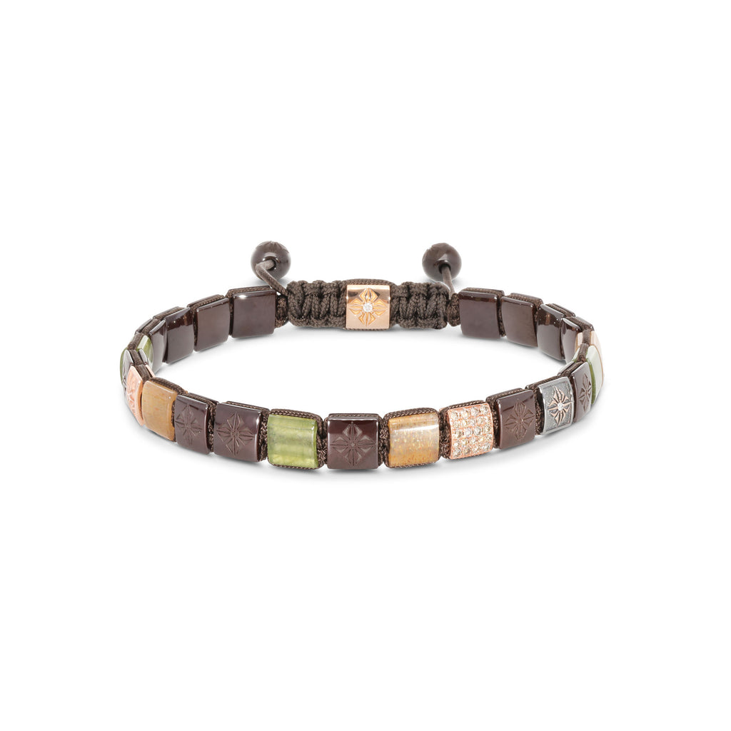 6mm Lock 18K Rosegold Bracelet w. Moonstone, Sapphire & Diamondss