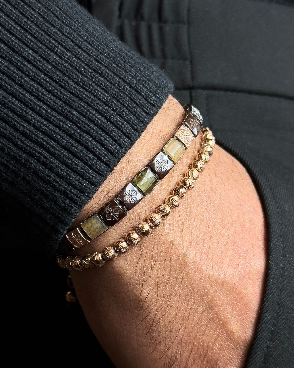 4mm Non- Braided 18K Rosegold Bracelet w. Diamonds