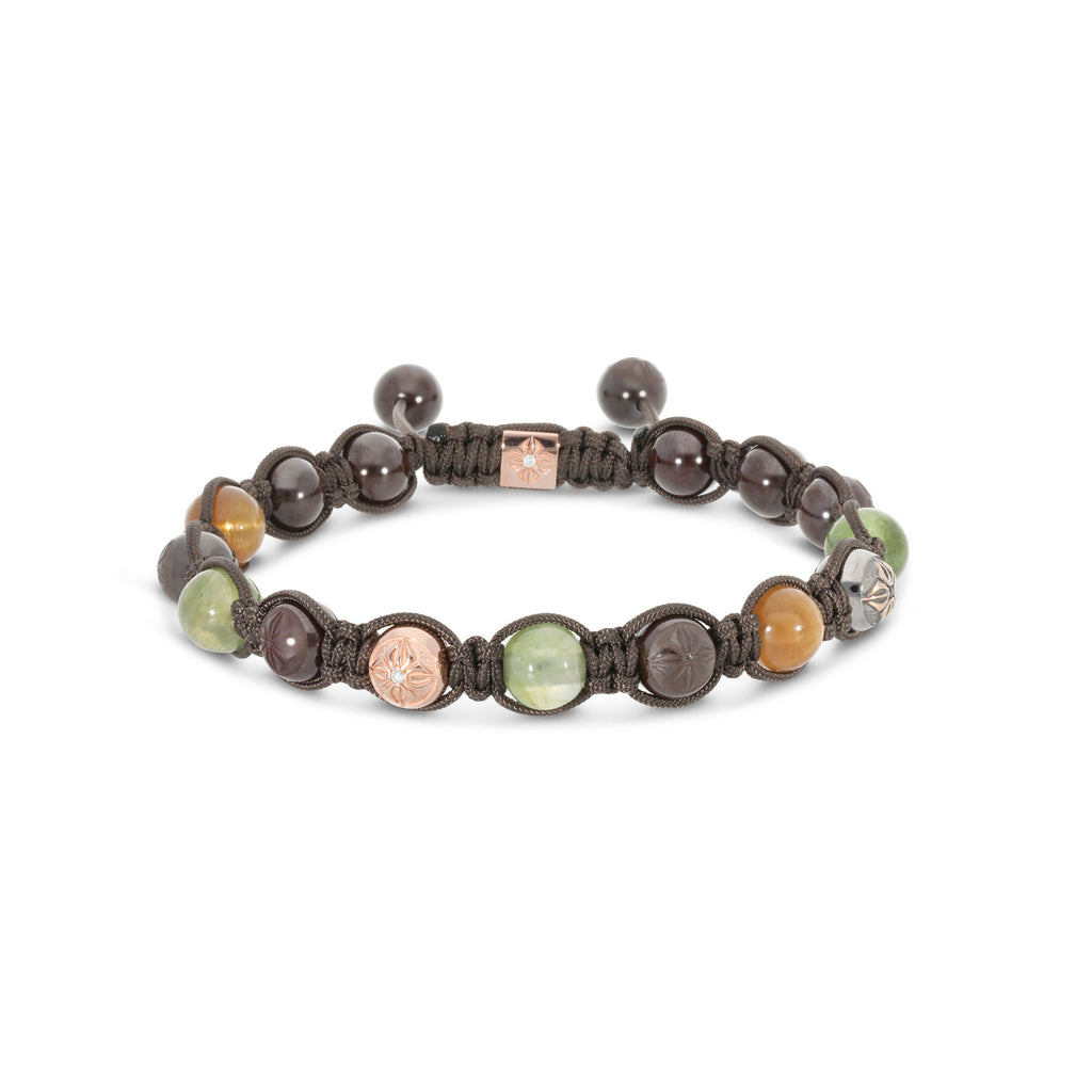 8mm  Braided 18K Rosegold Bracelet w. Moonstone, Sapphire & Diamondss