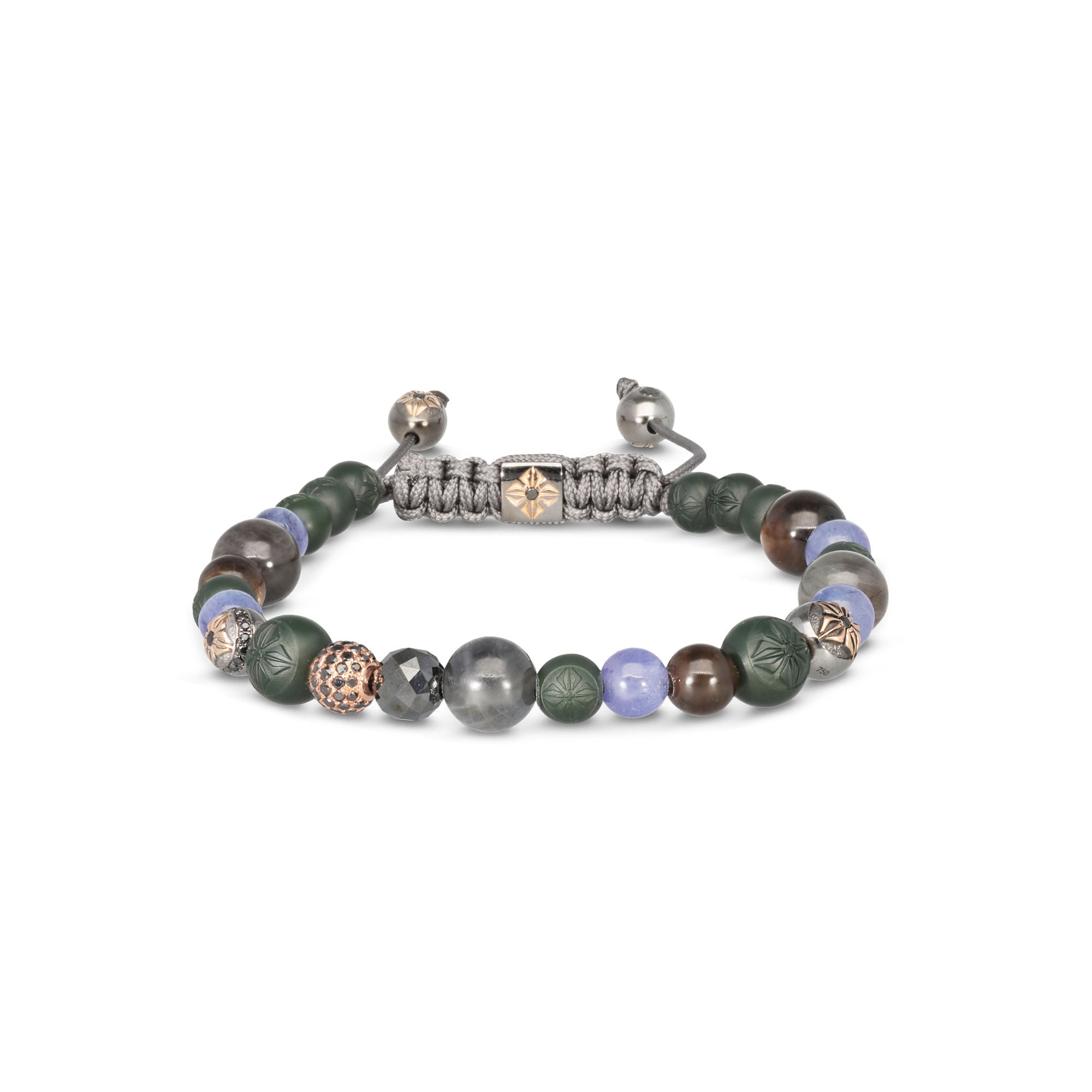 Multisize Non- Braided 18K Rosegold Bracelet w. Diamonds, Tanzanite