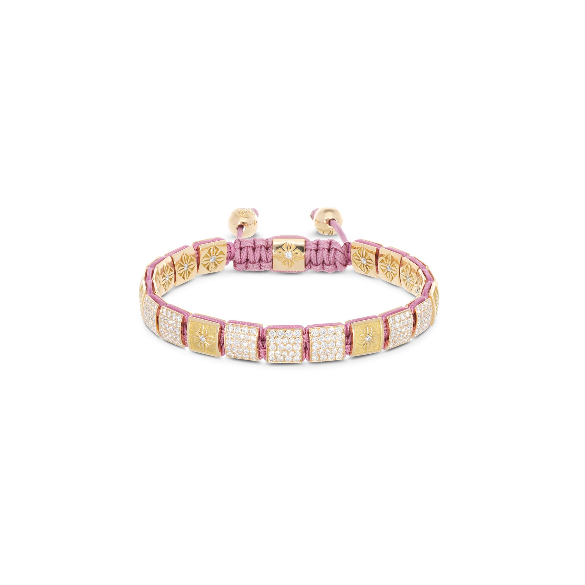 6mm Lock 18K Gold Bracelet w. Diamonds