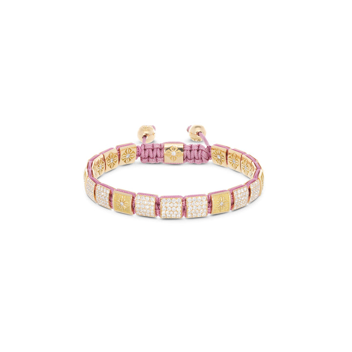 6mm Lock 18K Gold Bracelet w. Diamonds