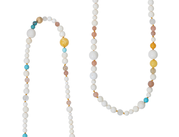 Bead collier bone/turquoise mixed Colors