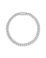 14mm Prong Pavé Rhodium coated Silver Necklace w. Moissanite