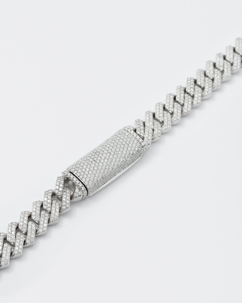 10mm Prong Pavé Rhodium coated Silver Bracelet w. Moissanite