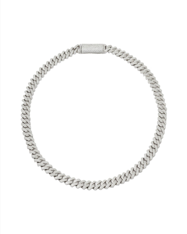 Prong Pavé Halskette aus Silber mit Diamanten