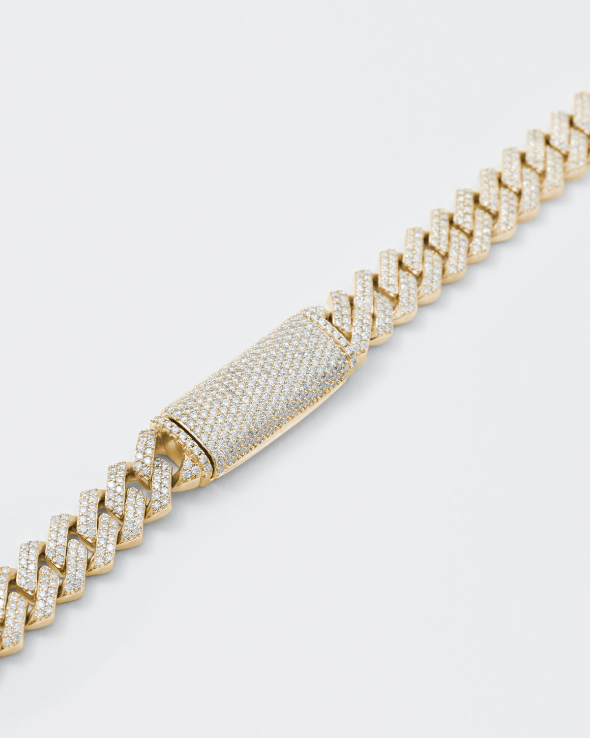 10mm Prong Pavé 18K Yellow Gold coated Silver Bracelet w. Moissanite
