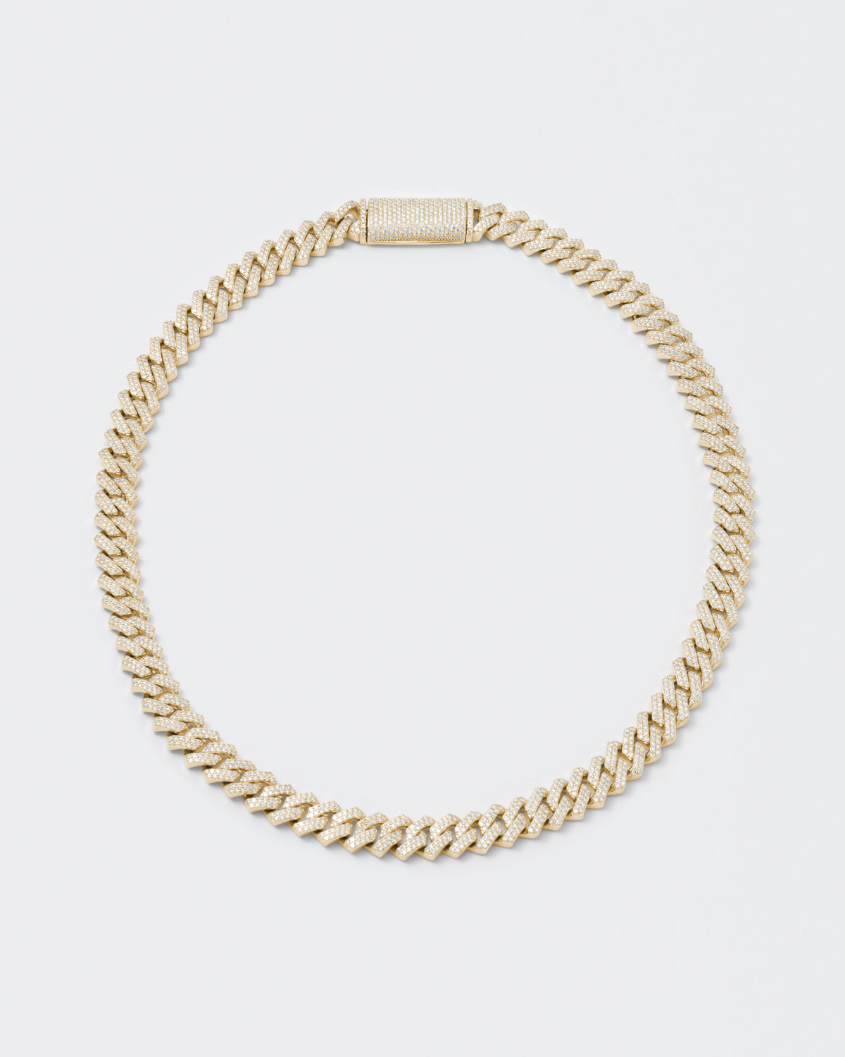 10 mm Stecker Pavé 18K Gelbgold beschichtetes Silber Halskette w. Moissanit