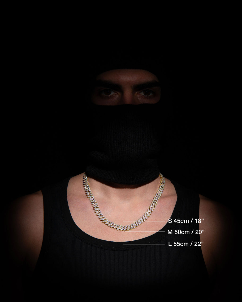 10mm Prong Pavé 18K Yellow Gold coated Silver Necklace w. Moissanite