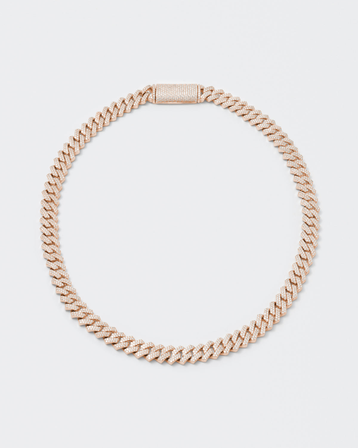 10 mm Stecker Pavé 18K Roségold beschichtete silberne Halskette w. Moissanit