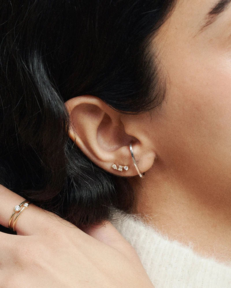 Diamond Trio 14K Gold Studs w. Lab-Grown Diamonds