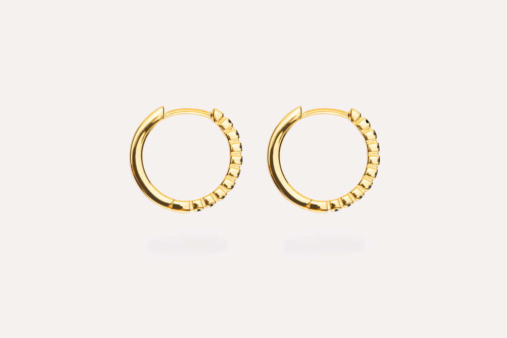 IX Eternity Black Gold Plated Hoops
