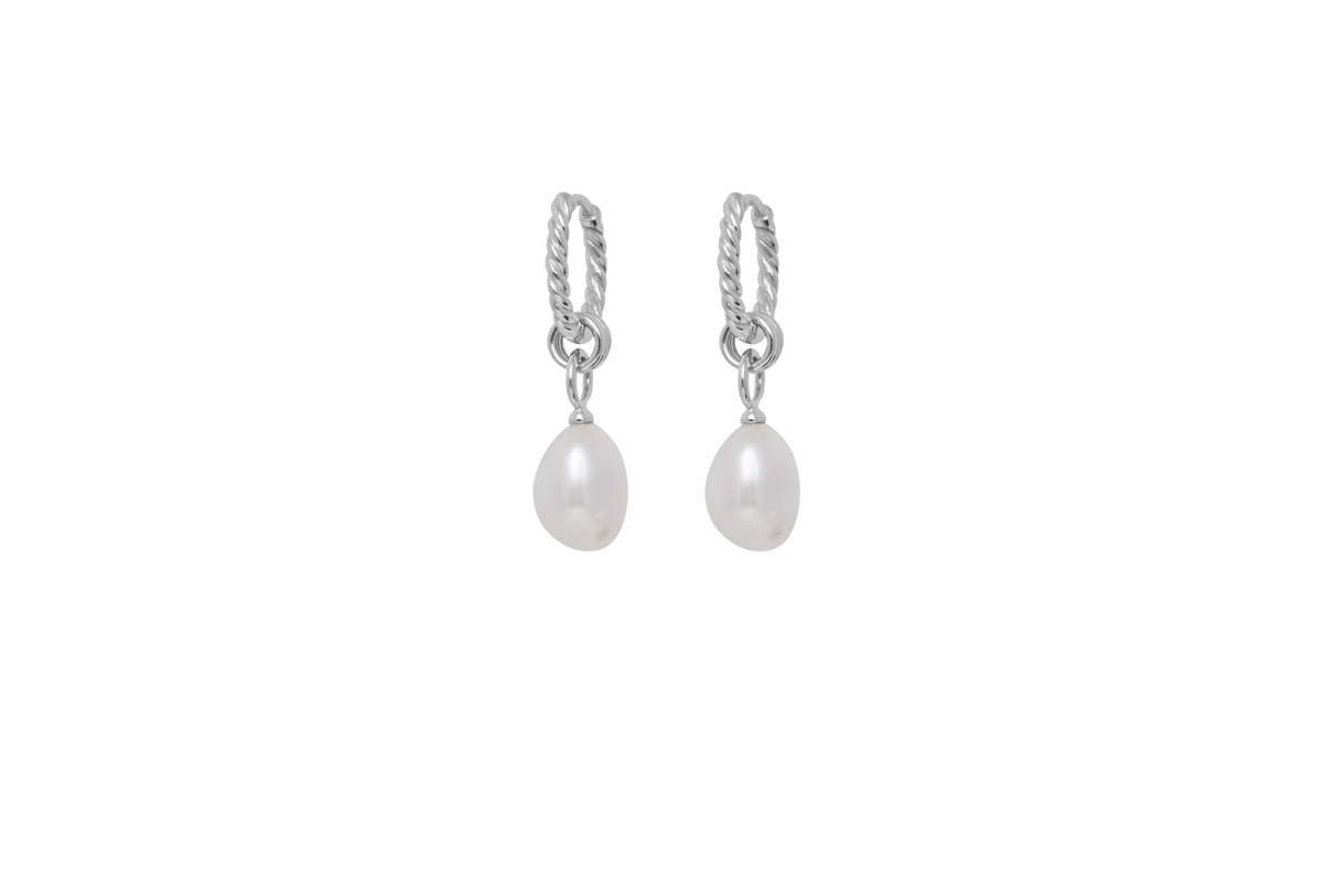 IX Ocean Pearl Silver Hoop