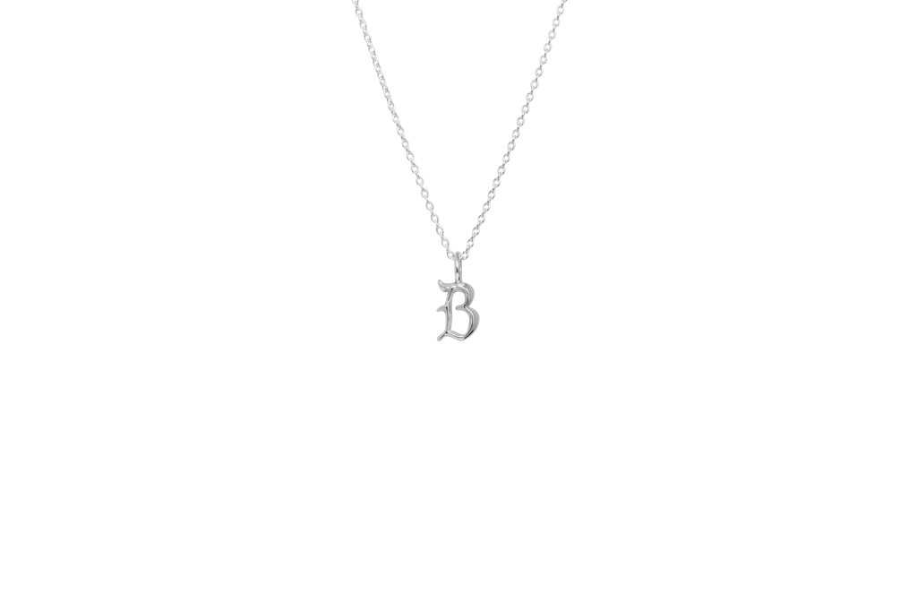 IX B Letter Silver Pendant