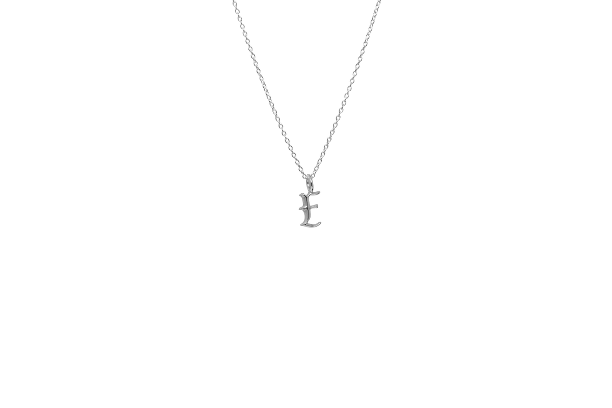 IX E Letter Silver Pendant