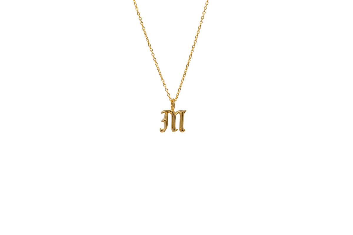 IX M Letter 22K Gold Plated Pendant