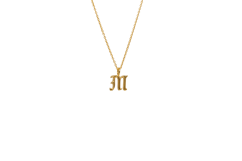 IX M Letter 22K Gold Plated  Pendant