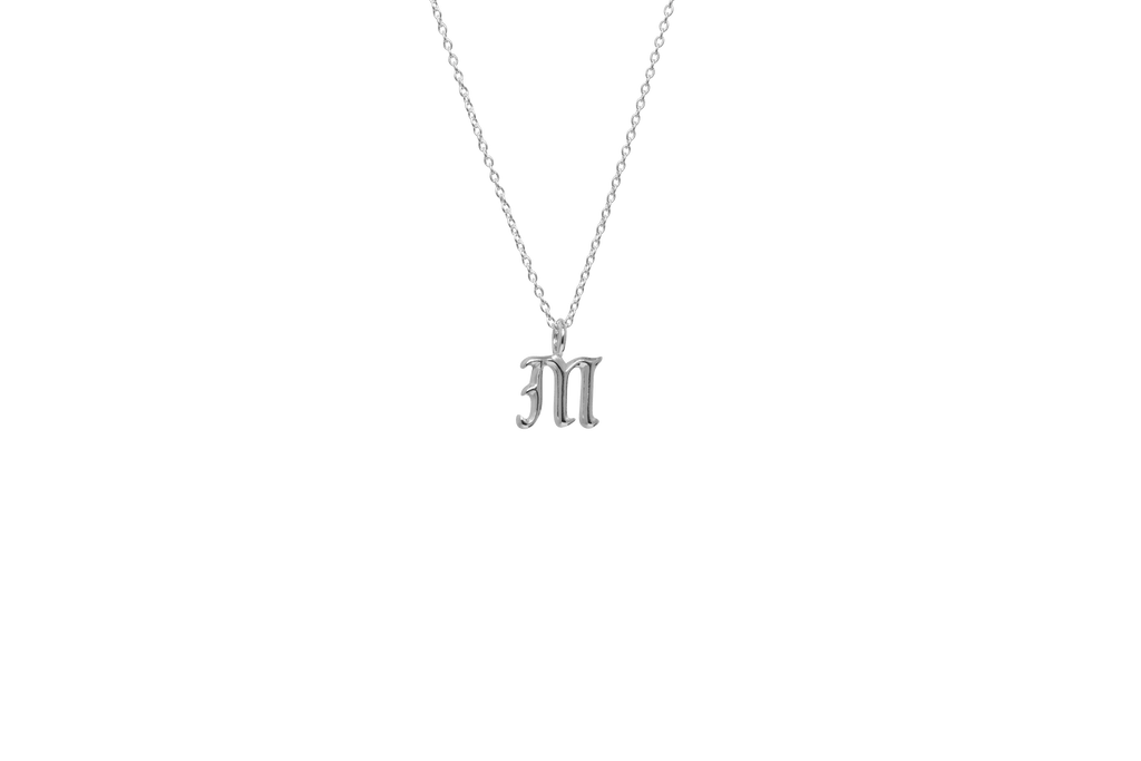 IX M Letter Silver Pendant