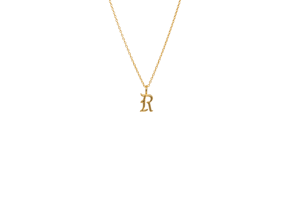 IX R Letter 22K Gold Plated Pendant