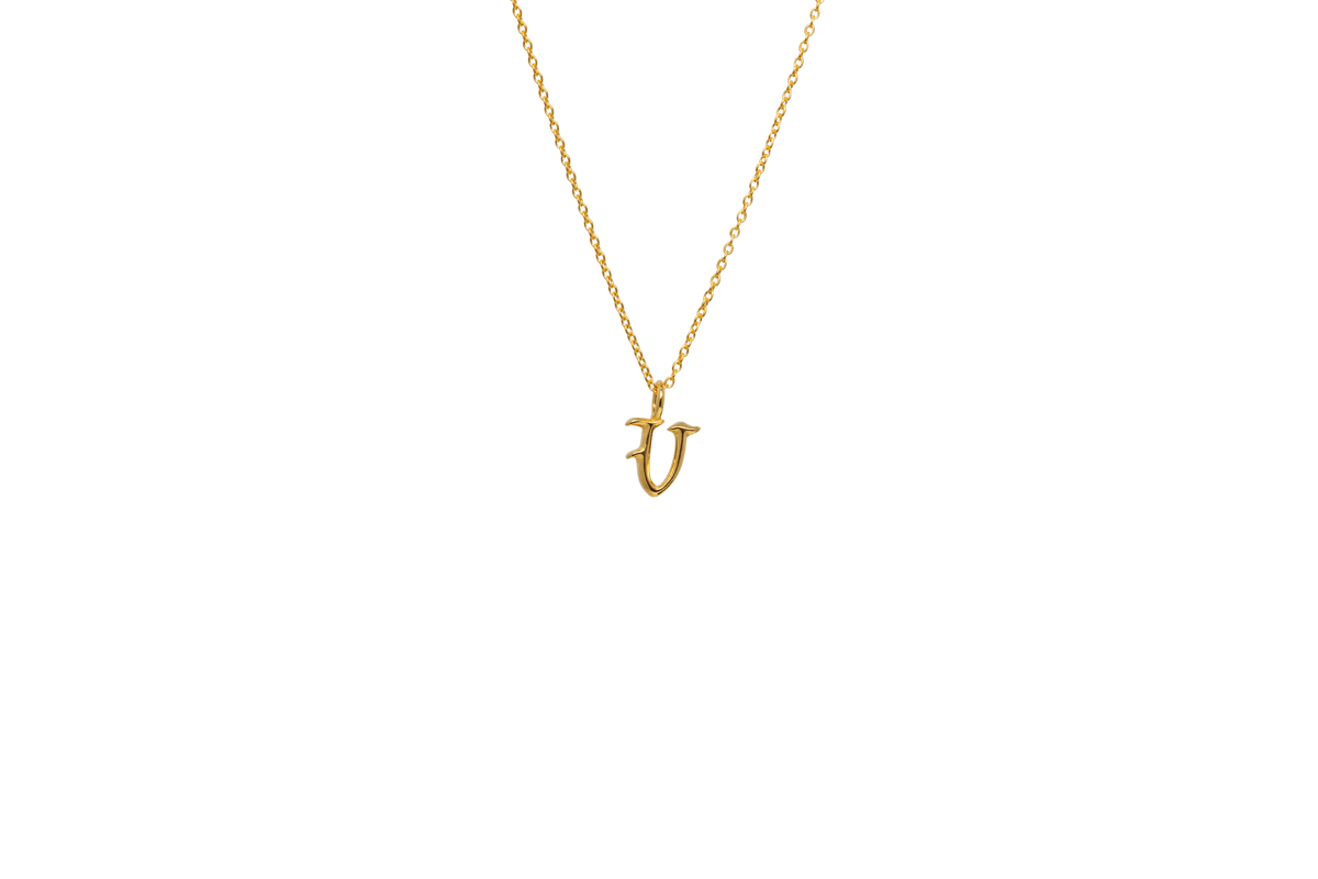IX V Letter 22K Gold Plated Pendant