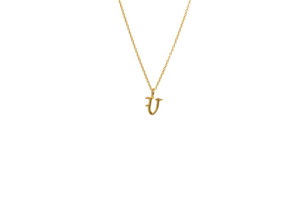 IX V Letter 22K Gold Plated Pendant