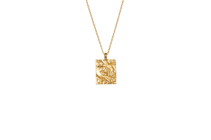 IX Rustic Square Gold Plated  Pendant