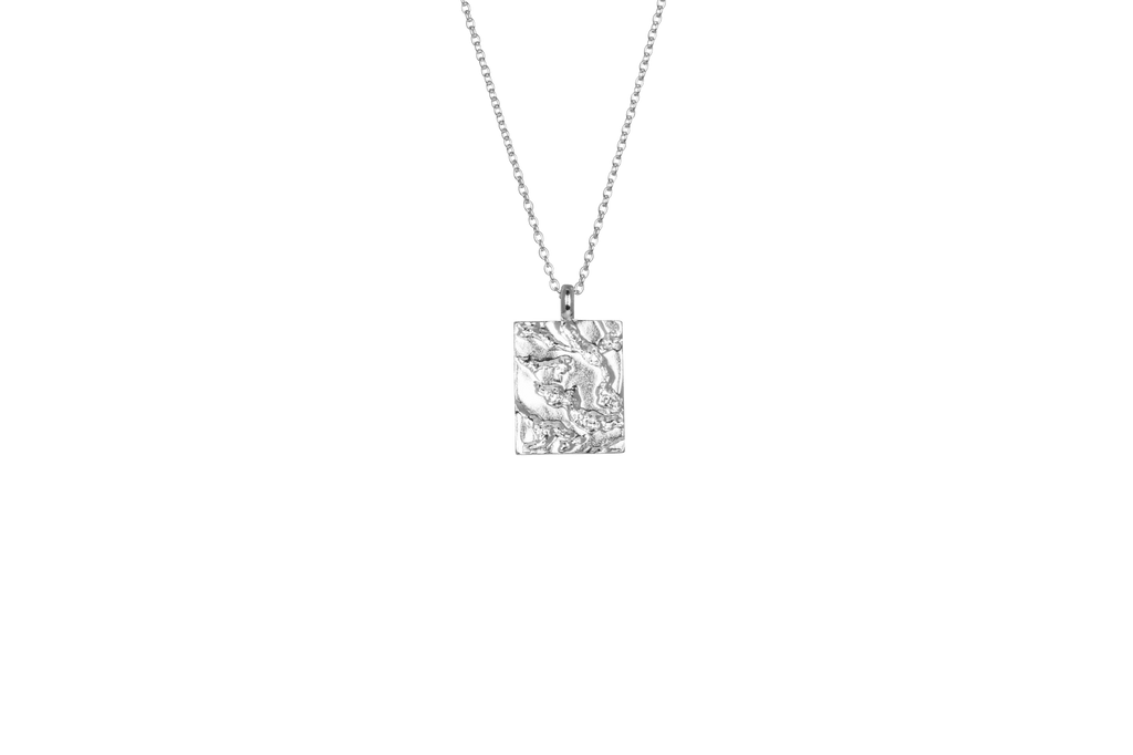 IX Rustic Square Silver Pendant