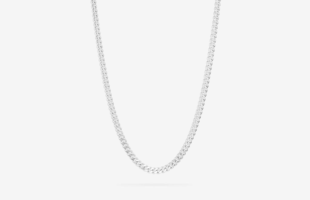 IX Curb Brushed Sølv Halskæde