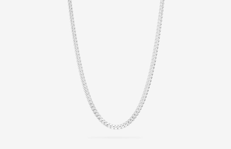 IX Curb Brushed Silver Necklace