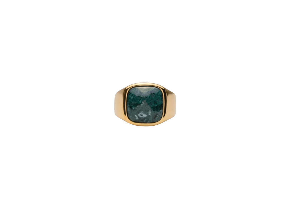 IX Kissen Marmor Gold plattiert Signet Ring