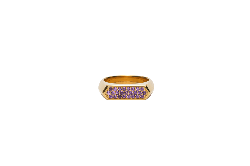 IX Mini Hexagon Purpur Gold Plated Ring