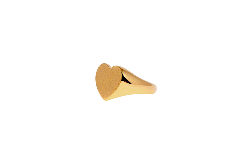 IX Heart 22K Gold Plated Signet Ring