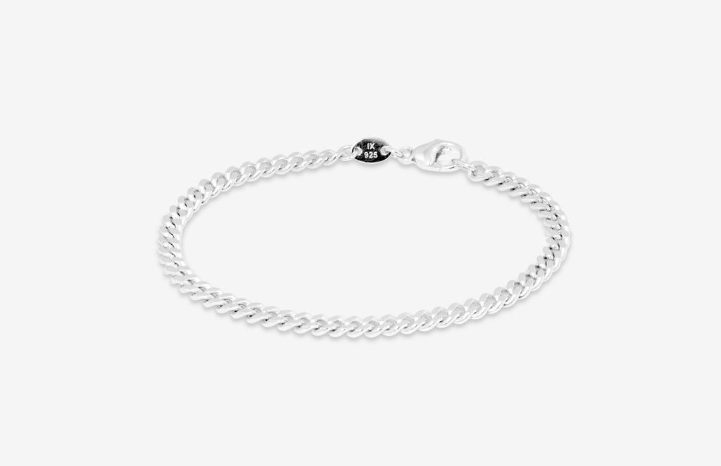 IX Curb gebürstet Silberarmband